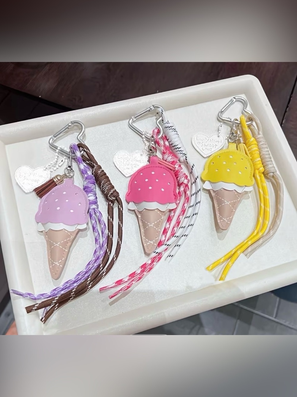 1pc Ice Cream Pendant Mini Tassel, Keychain Bag Charm - Pick 1 Only